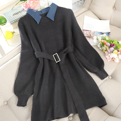 Modern női pulóver övvel, öt színben