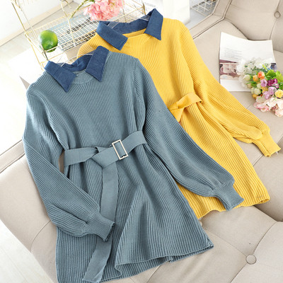 Modern női pulóver övvel, öt színben