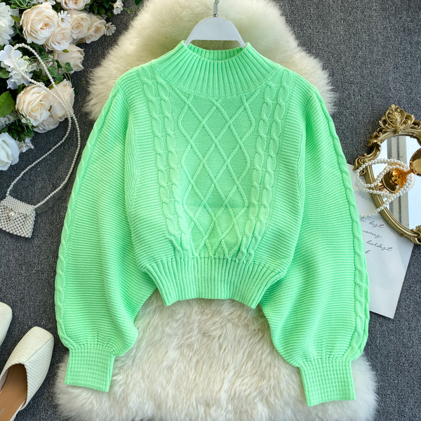 Μοντέρνο γυναικείο πουλόβερ με στρογγυλό λαιμόκοψη σε τέσσερα χρώματα