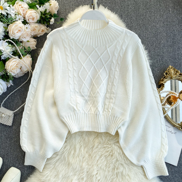 Μοντέρνο γυναικείο πουλόβερ με στρογγυλό λαιμόκοψη σε τέσσερα χρώματα