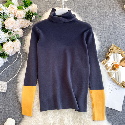 Μοντέρνο γυναικείο πουλόβερ με υψηλό γιακά σε διάφορα χρώματα