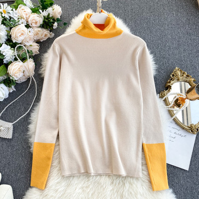 Μοντέρνο γυναικείο πουλόβερ με υψηλό γιακά σε διάφορα χρώματα