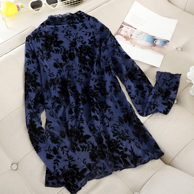 Modern női blúz magas gallérral és hímzéssel öt színben