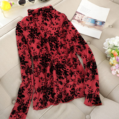 Modern női blúz magas gallérral és hímzéssel öt színben