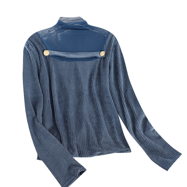 Modern női pulóver gombokkal és magas gallérral, négy színben