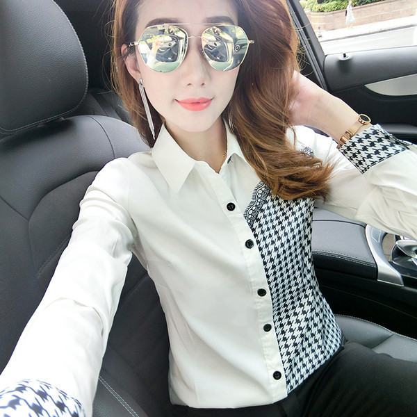 Modern női ing klasszikus gallérral, fehér színben