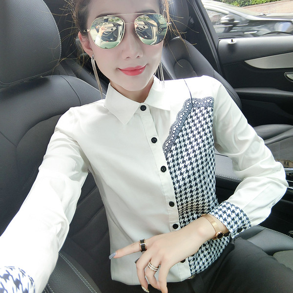 Modern női ing klasszikus gallérral, fehér színben