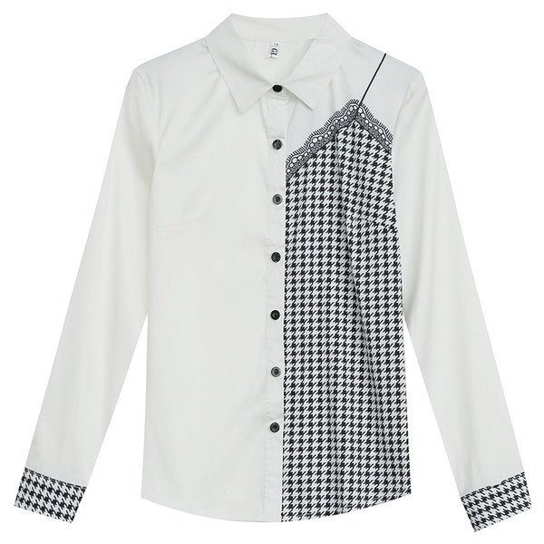 Modern női ing klasszikus gallérral, fehér színben