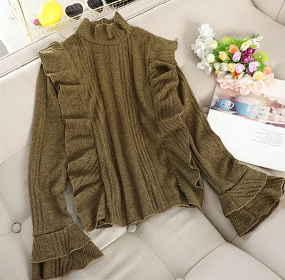 Modern női pulóver magas gallérral és hosszú ujjú, különböző színekben