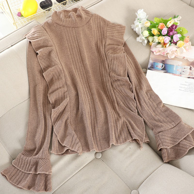 Modern női pulóver magas gallérral és hosszú ujjú, különböző színekben