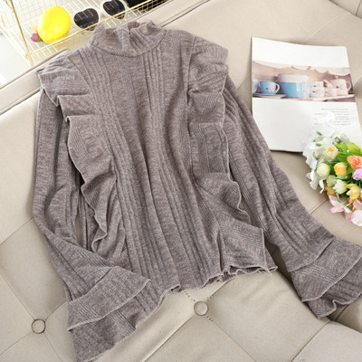 Modern női pulóver magas gallérral és hosszú ujjú, különböző színekben