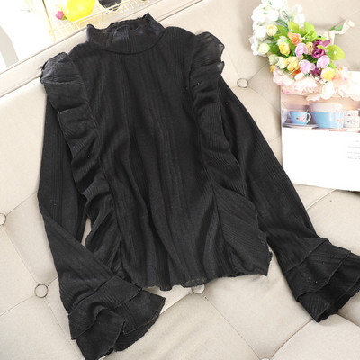 Modern női pulóver magas gallérral és hosszú ujjú, különböző színekben