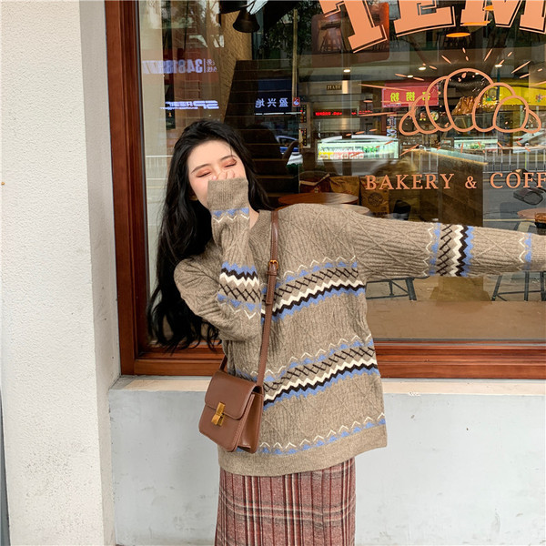 Mintás mintás női alkalmi pulóver