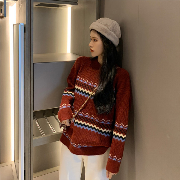 Mintás mintás női alkalmi pulóver