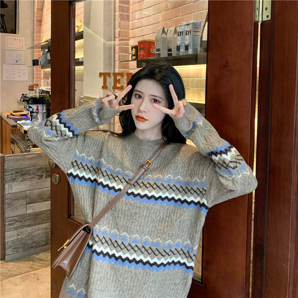 Mintás mintás női alkalmi pulóver