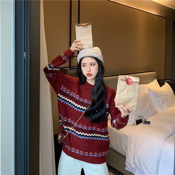 Mintás mintás női alkalmi pulóver