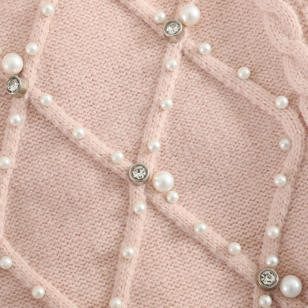 Γυναικείο πουλόβερ με πέρλες  και οβάλ ντεκολτέ σε διάφορα χρώματα