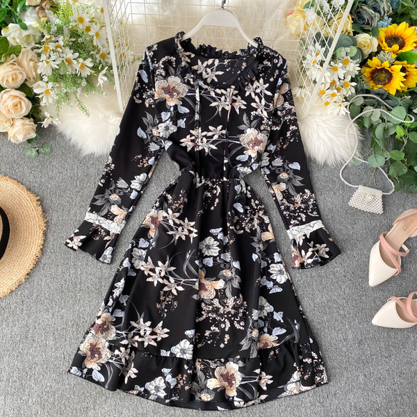 Modern női ruha virágmintás négy színben