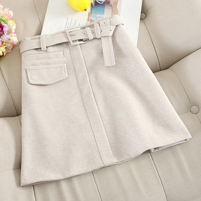 Κομψή γυναικείαφούστα με ψηλή μέση και ζώνη σε διάφορα χρώματα