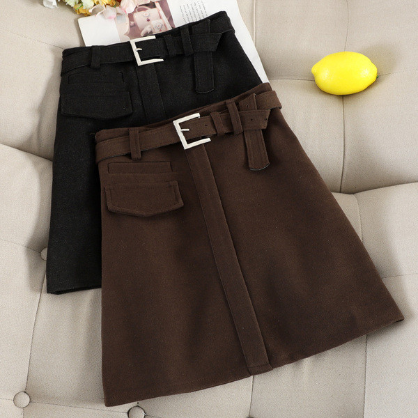 Κομψή γυναικείαφούστα με ψηλή  μέση και ζώνη σε διάφορα χρώματα