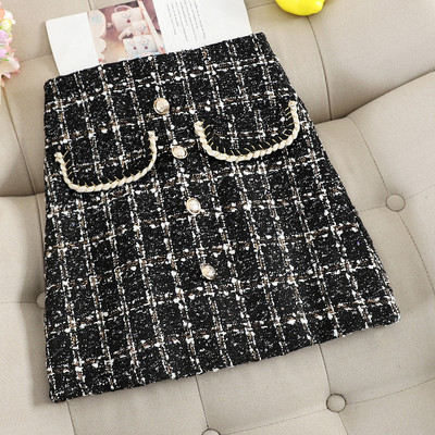 Γυναικεία casual φούστα με κουμπιά και τσέπες σε τρία χρώματα