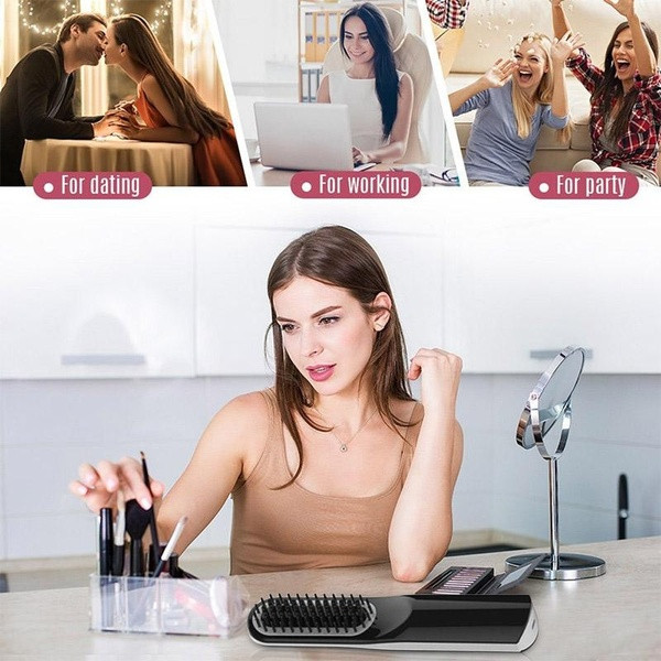 Πολυλειτουργική ηλεκτρική βούρτσα για ίσιωμα μαλλιών και γενειάδα σε μαύρο χρώμα