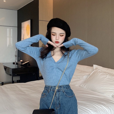 Γυναικεία casual μπλούζα με λαιμόκοψη σε πολλά χρώματα