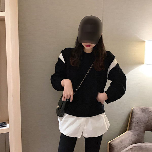 Γυναικείο πουλόβερ  σε γκρί και μαύρο χρώμα