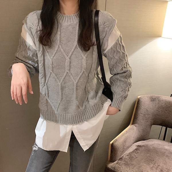 Γυναικείο πουλόβερ  σε γκρί και μαύρο χρώμα