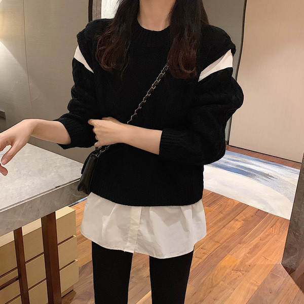 Γυναικείο πουλόβερ  σε γκρί και μαύρο χρώμα