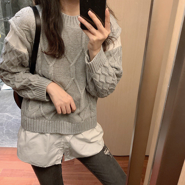 Γυναικείο πουλόβερ  σε γκρί και μαύρο χρώμα