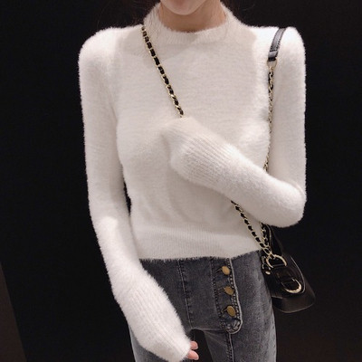 Γυναικείο κοντό πουλόβερ σε λευκό, πράσινο και μαύρο χρώμα