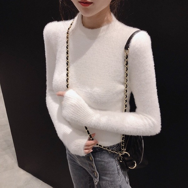 Γυναικείο κοντό πουλόβερ σε λευκό, πράσινο και μαύρο χρώμα