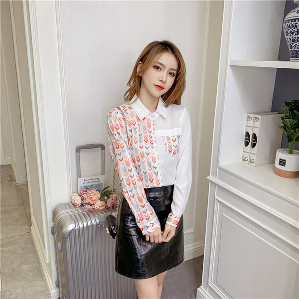 Modern női ing mintával és klasszikus gallérral