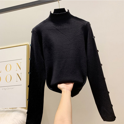 Γυναικείο πουλόβερ με κουμπιά στο μανίκι σε διάφορα χρώματα