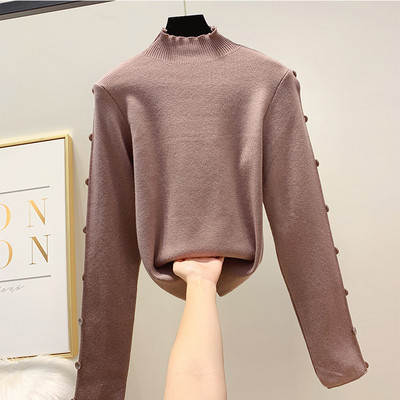 Γυναικείο πουλόβερ με κουμπιά στο μανίκι σε διάφορα χρώματα