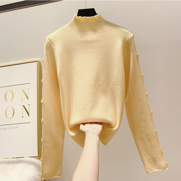 Γυναικείο πουλόβερ με κουμπιά στο μανίκι σε διάφορα χρώματα