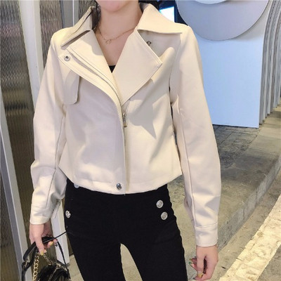 Rövid kabát ekobőr cipzárral fehér és fekete színben