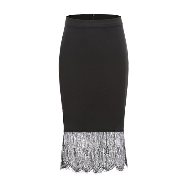 Stílusos női szoknya magas derékkal, fekete csipkével