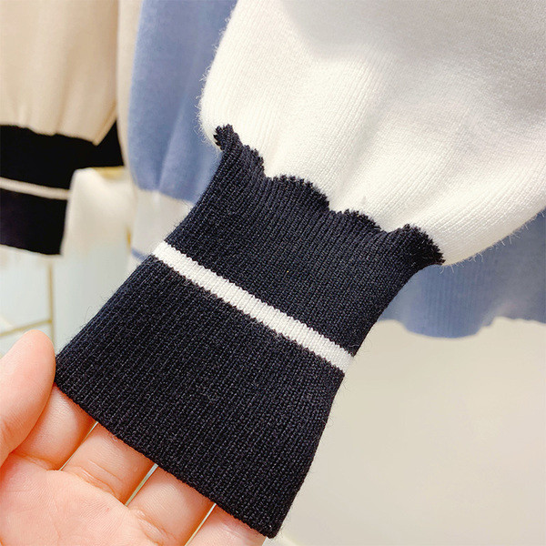 Női pulóver gallérral és gyöngyökkel több színben