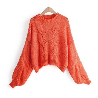 Modern női pulóver kék és narancssárga széles modellben