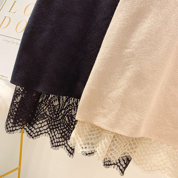 Női csipkeszoknya magas derékkal, fekete és bézs színben