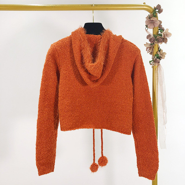 Σύντομη αθλητική ζακέτα με κουκούλα και κορδόνια