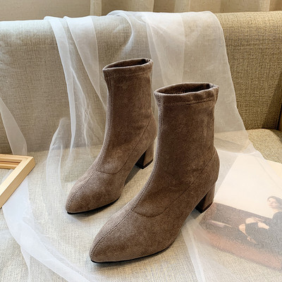 Női téli csizma vastag sarkú eco velúrból több színben