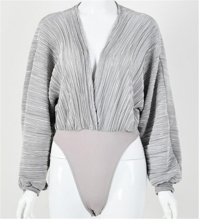 Γυναικείο μοντέρνο κορμάκι με βαθύ λαιμόκοψη και φαρδιά μανίκια σε διάφορα χρώματα