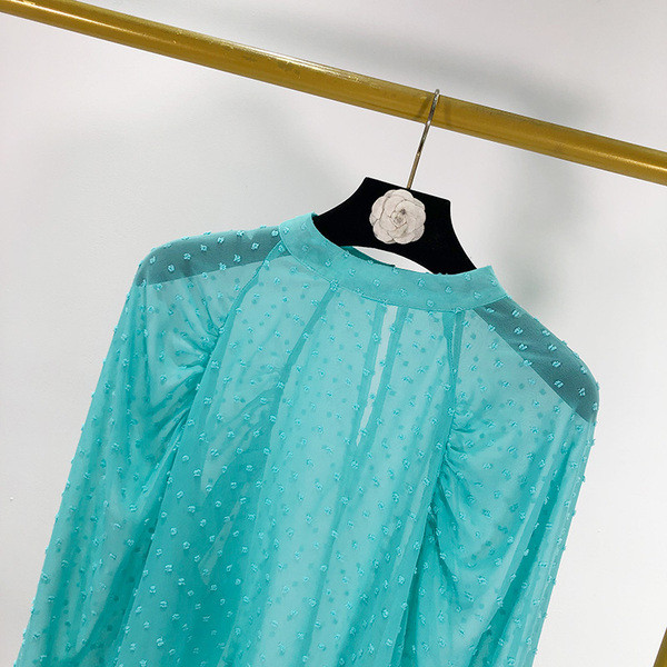 Modern női tüll blúz zöld színben