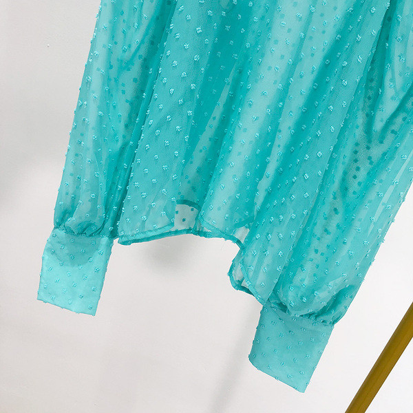 Modern női tüll blúz zöld színben