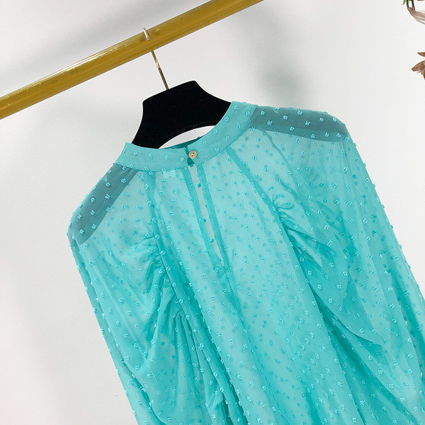 Modern női tüll blúz zöld színben