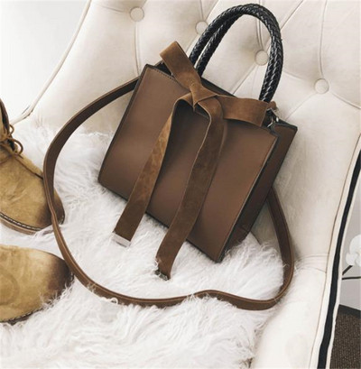 Μοντέρνα γυναικεία τσάντα με κορδέλα σε τέσσερα χρώματα