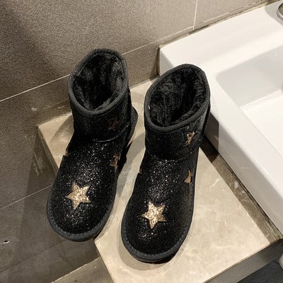 Γυναικείες χειμωνιάτικες μπότες με κομψή επίδραση και μαλακή σόλα